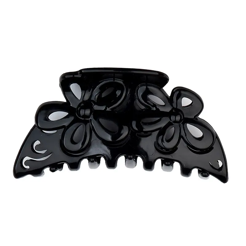 DEFILE' ACCESSORI CAPELLI PINZA TRAFORATA CON FIORI COLORE NERO