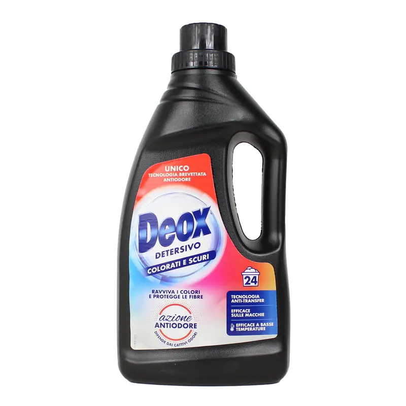 DEOX DETERSIVO LIQUIDO BUCATO LAVATRICE COLORATI E SCURI 24 LAVAGGI 1200 ML