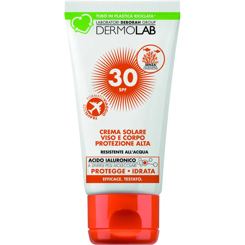 DERMOLAB CREMA SOLARE CORPO E VISO PROTEZIONE ALTA SPF 30 RESISTENTE ALL'ACQUA FORMATO VIAGGIO 50 ML