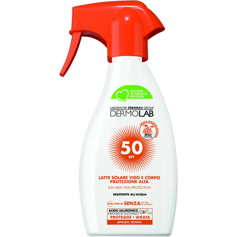 DERMOLAB LATTE SOLARE CORPO E VISO PROTEZIONE ALTA SPF 50 RESISTENTE ALL'ACQUA TRIGGER 250 ML