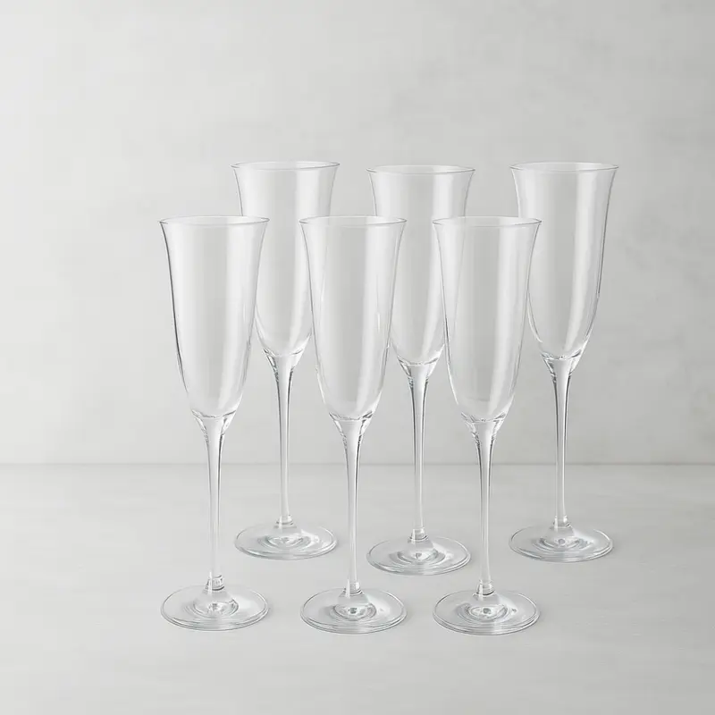 Dives Set 6 Calici Flûte Prosecco Vetro H 24 cm 130 ml