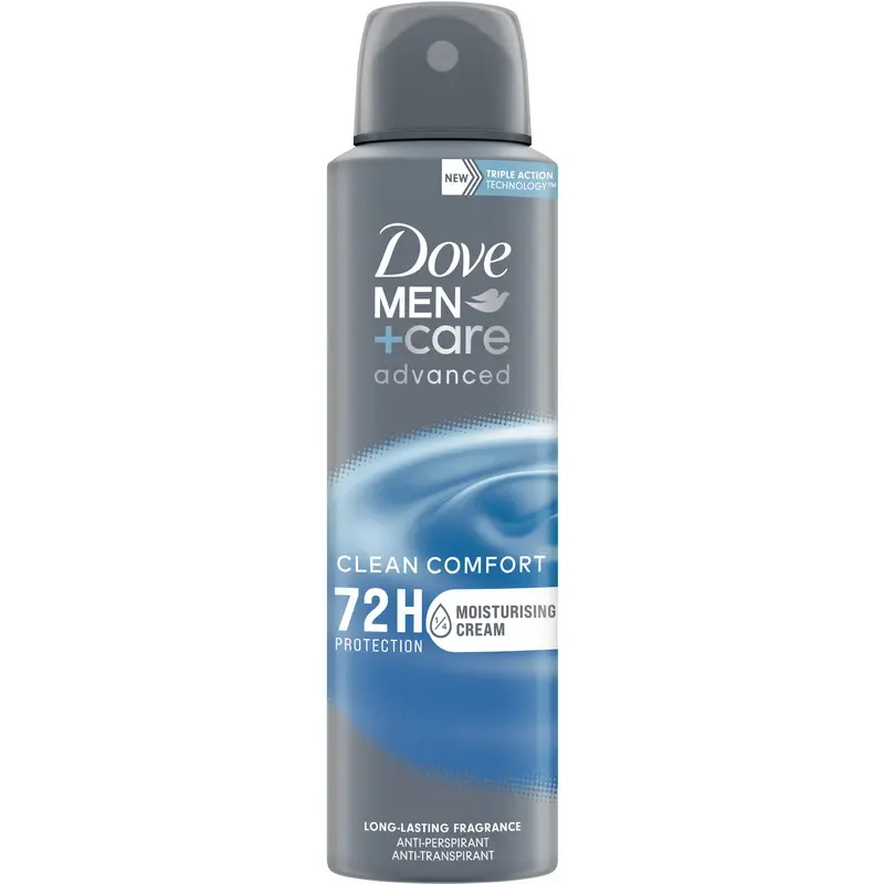 DOVE MEN CARE DEODORANTE 72H SPRAY CLEAN COMFORT ADVANCED CARE 150 ML