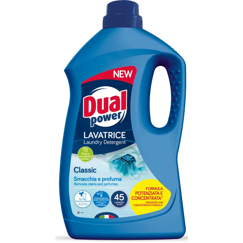 DUAL POWER DETERSIVO LAVATRICE LIQUIDO CLASSIC 45 LAVAGGI 1,8 LITRI