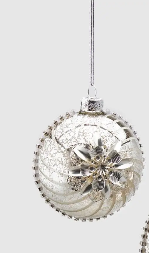 Edg - palla di natale in vetro con fiore | rohome