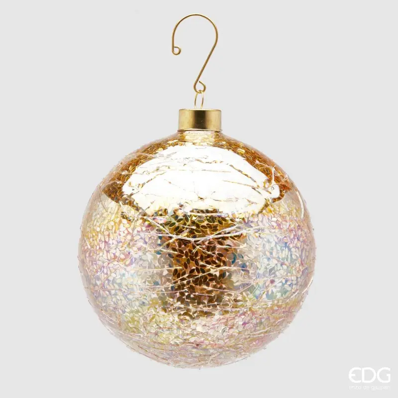 Edg - palla di natale in vetro con micro foglie light gold big | rohome