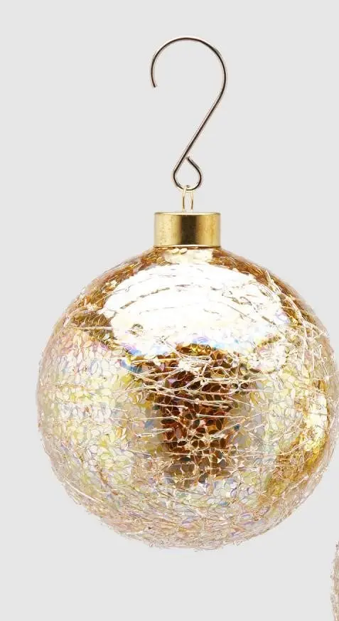 Edg - palla di natale in vetro con micro foglie light gold small | rohome