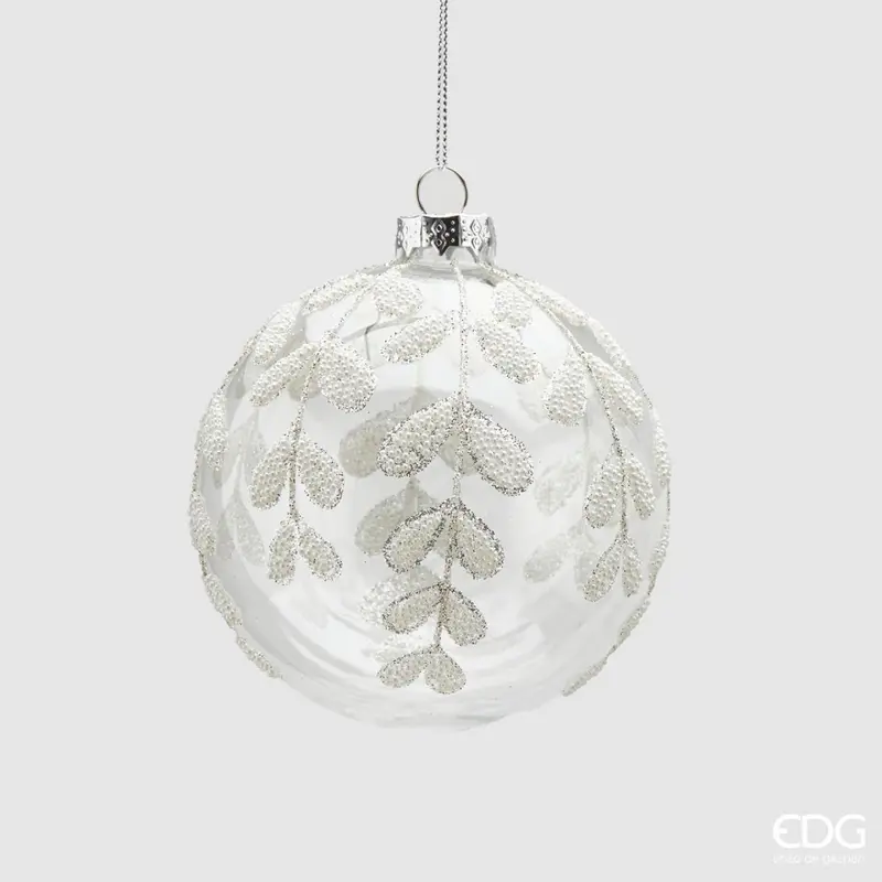 Edg - palla di natale in vetro foglie bianco | rohome