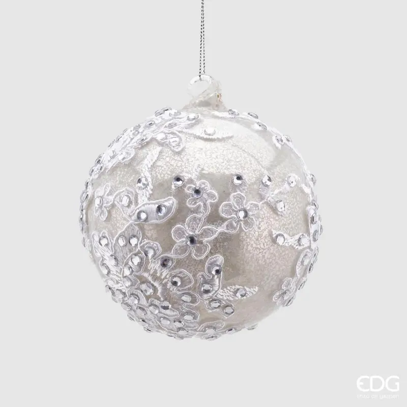 Edg - palla di natale in vetro gemme silver | rohome