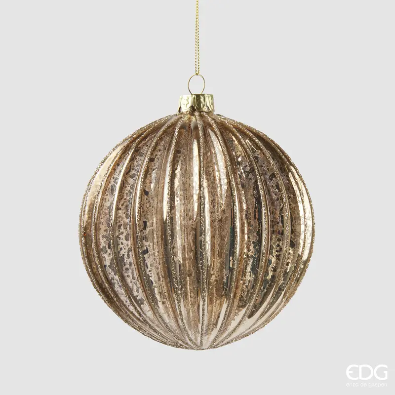 Edg - Palla di natale light gold righe d.12cm| Rohome