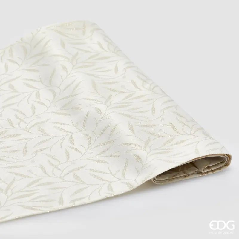 Edg - Runner foglie rettangolare bianco ed oro | Rohome