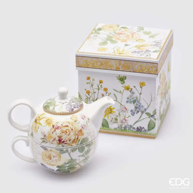 Edg - Teiera con tazza in fine porcellana decoro fiori | Rohome