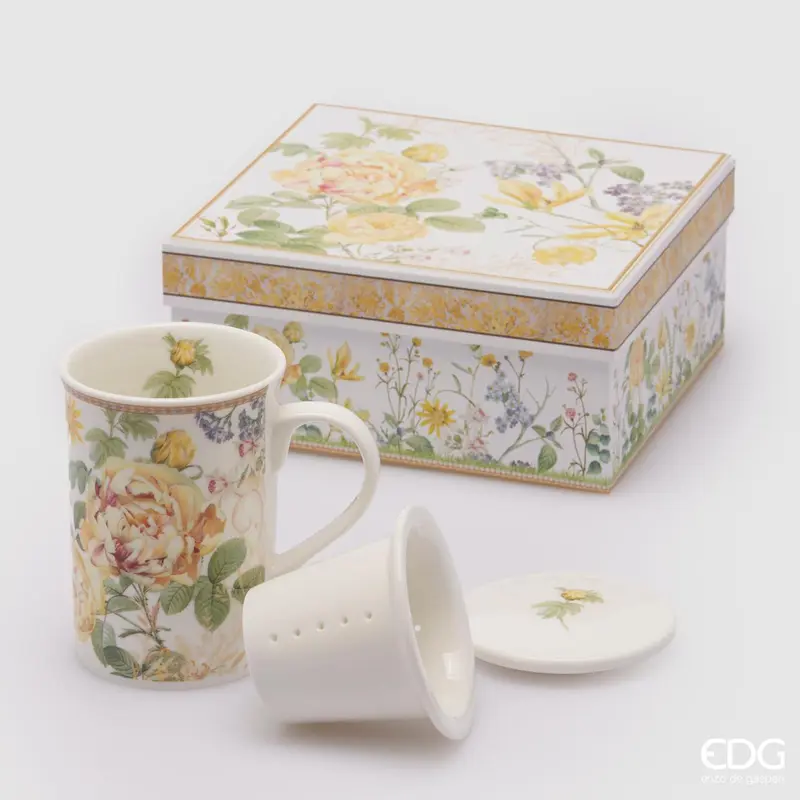 Edg - Tisaniera in fine porcellana decoro fiori | Rohome