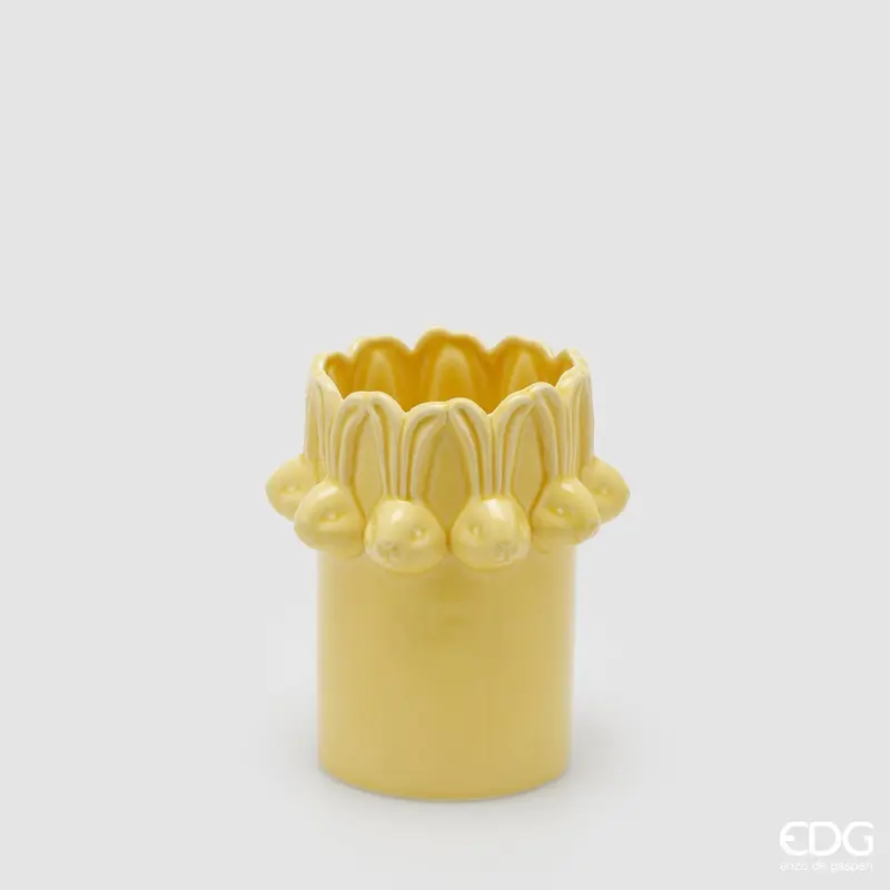 EDG - Vaso cilindro conigli Pasqua giallo h.19cm | Rohome