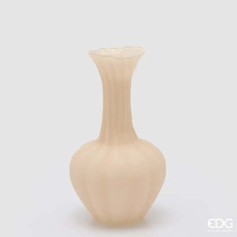 Edg - Vaso flow sinuoso in vetro beige lungo H.31cm | Rohome