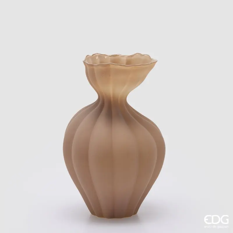 Edg - Vaso flow sinuoso in vetro marrone H.30.5cm | Rohome