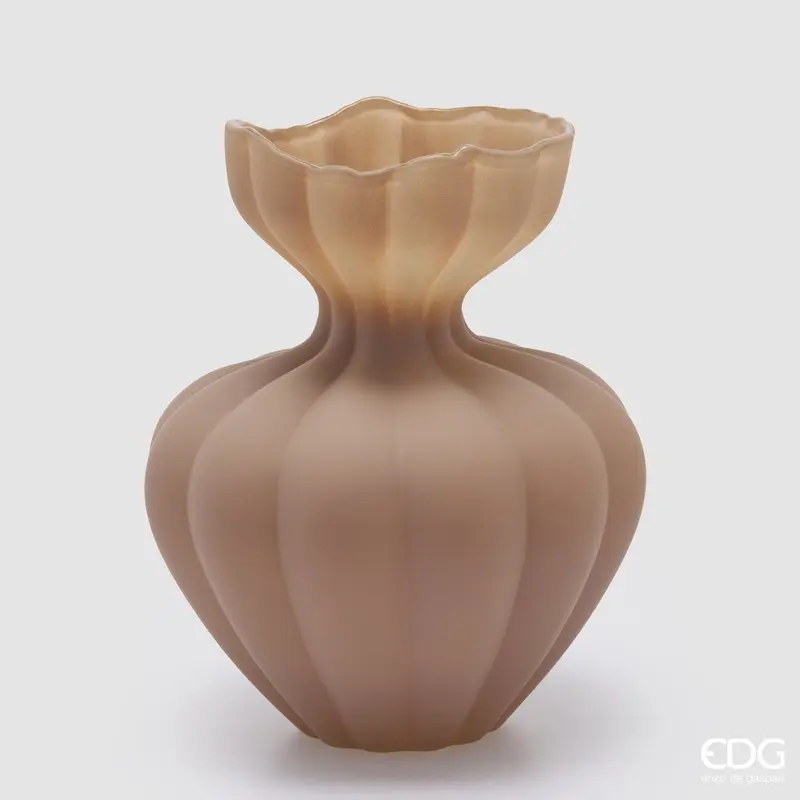 Edg - Vaso flow sinuoso in vetro marrone H.32cm | Rohome