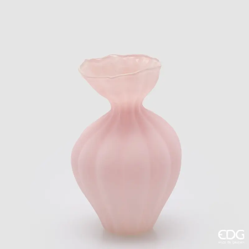 Edg - Vaso flow sinuoso in vetro rosa H.30.5cm | Rohome