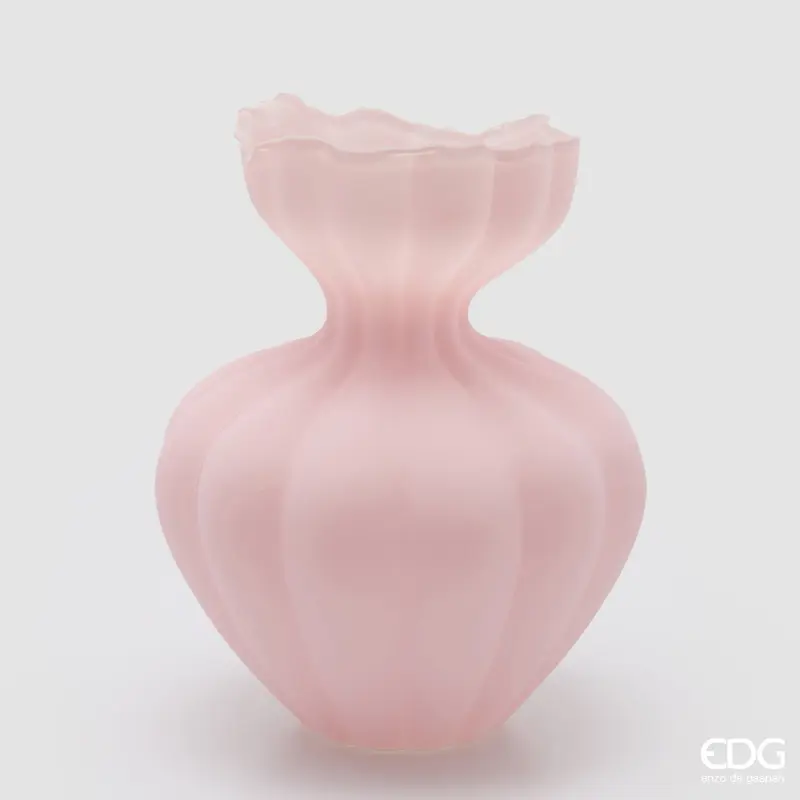 Edg -Vaso flow sinuoso in vetro rosa h.32cm | Rohome
