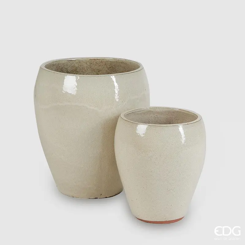 Edg - Vaso glaze bomb in terracotta con foto uso esterno beige | Rohome
