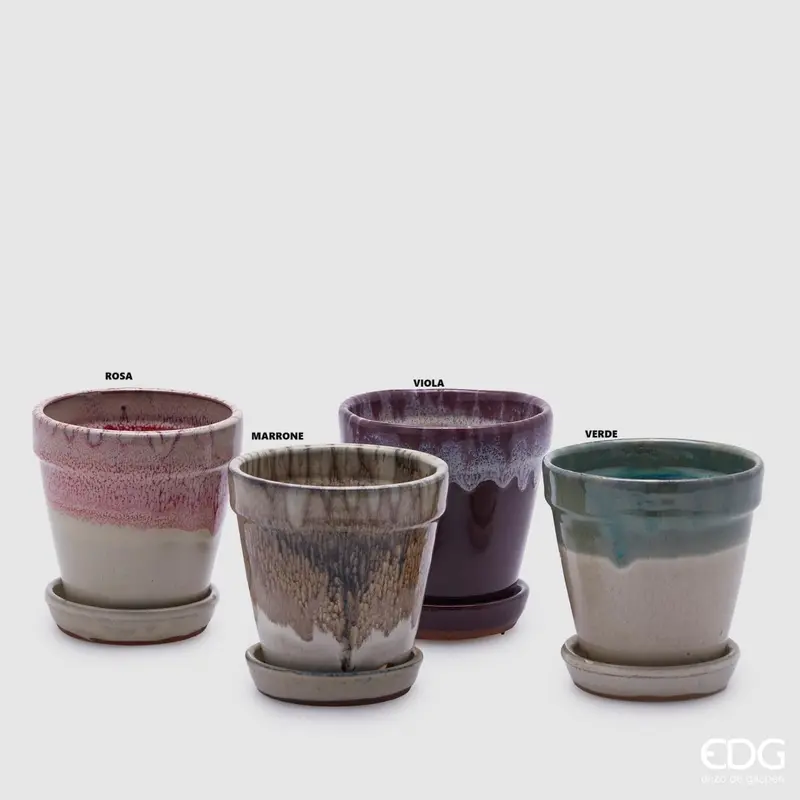Edg - vaso glaze con sottovaso h11 | rohome