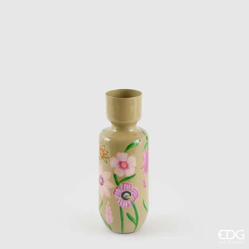 Edg - Vaso in metallo floreale per interni verde | Rohome