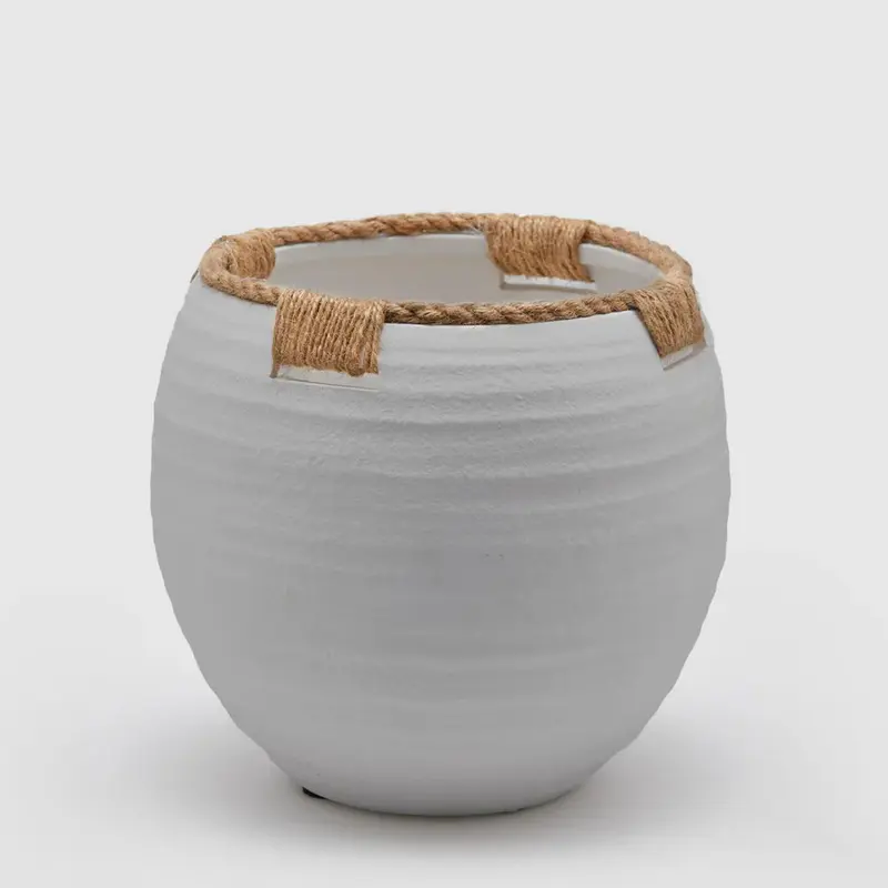 Edg - Vaso in terracotta con corde h.15cm | Rohome