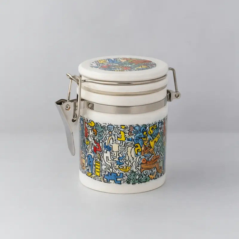 Emmebi Barattolino Ermetico Ceramica Omini K. Haring 7 cm