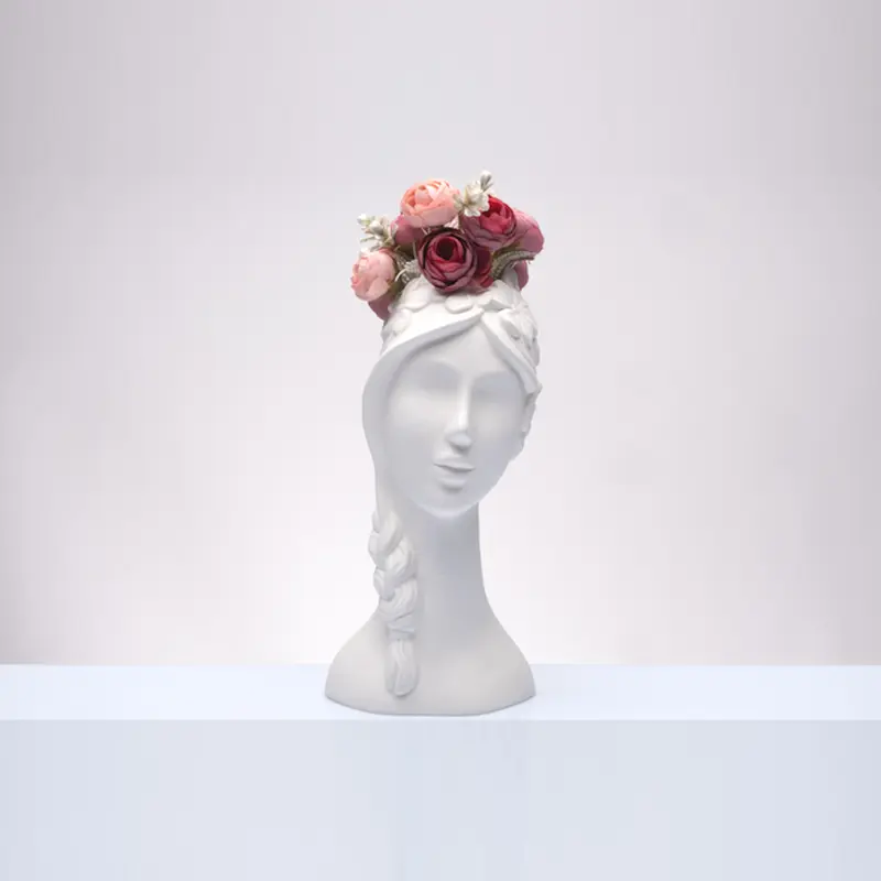 Emmebi Vaso Viso di Donna Ceramica Bianca H24 cm