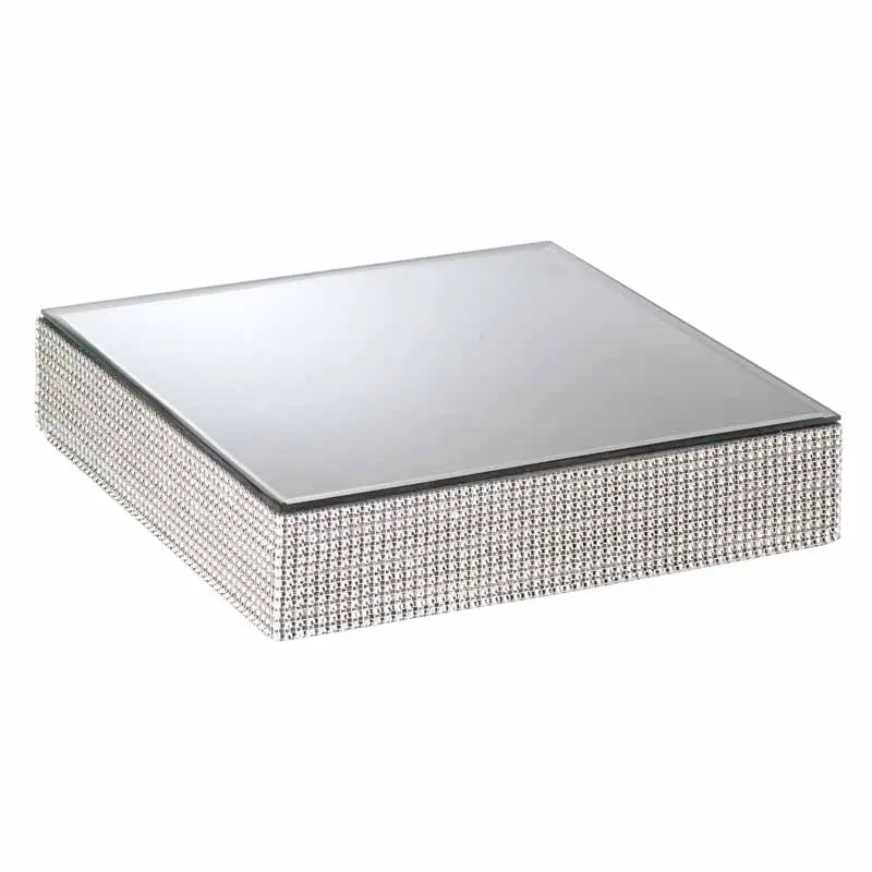 Espositore quadrato con specchio e strass 15cm h.6| Rohome