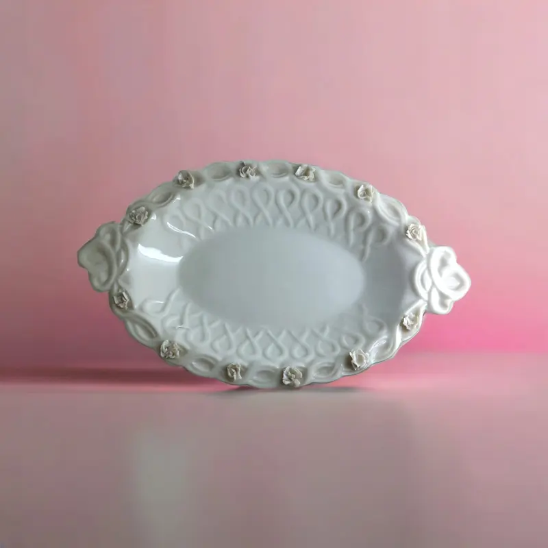 F.lli Majello Mini Vassoio Porcellana Bianco 16x9,5 cm