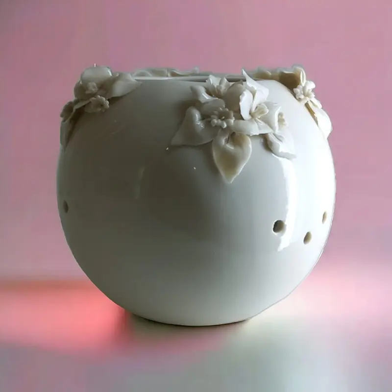 F.lli Majello Porta Candela Capodimonte Bianco H 11 cm
