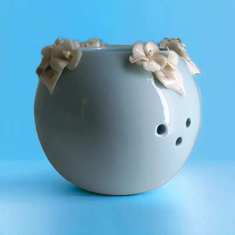 F.lli Majello Porta Candela Capodimonte Celeste 9x9 cm