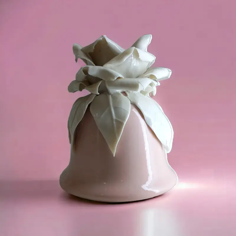 F.lli Majello Porta Candela Capodimonte Rosa H 9,5 cm