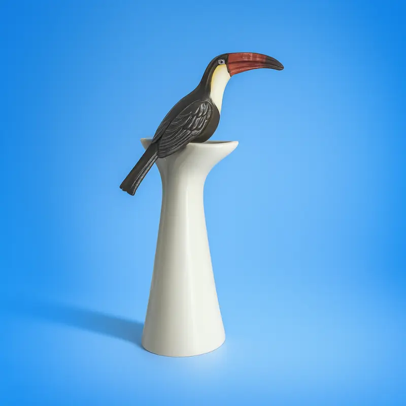F.lli Majello – Vaso Portacandele Tucano Capodimonte 30x18cm