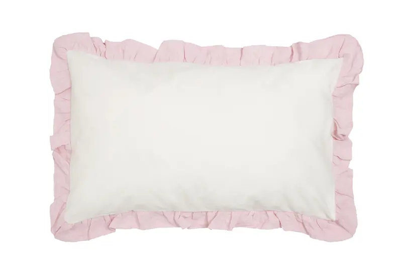 Federa con Frou Frou in misto lino Made in Italy NATURALE/ROSA
