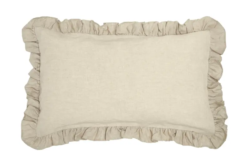 Federa in puro lino stonewashed Bollito con Frou Frou