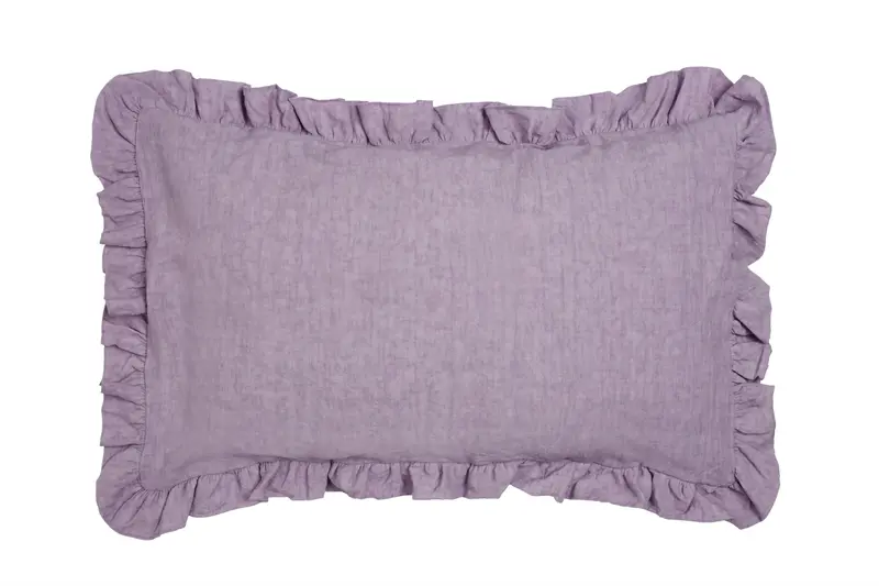 Federa in puro lino stonewashed Violetta con Frou Frou