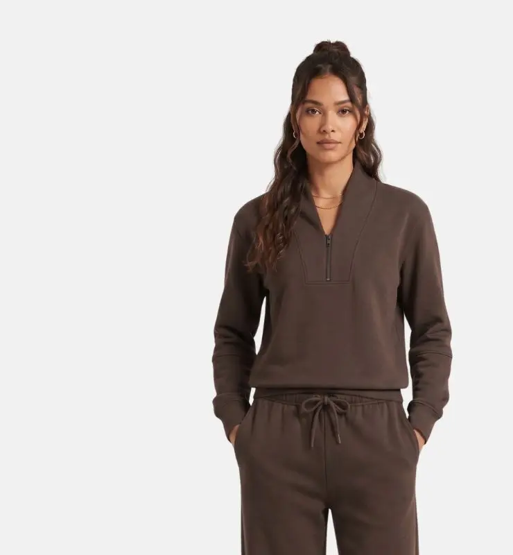 Felpa collo alto in Cotone Biologico con Half Zip
