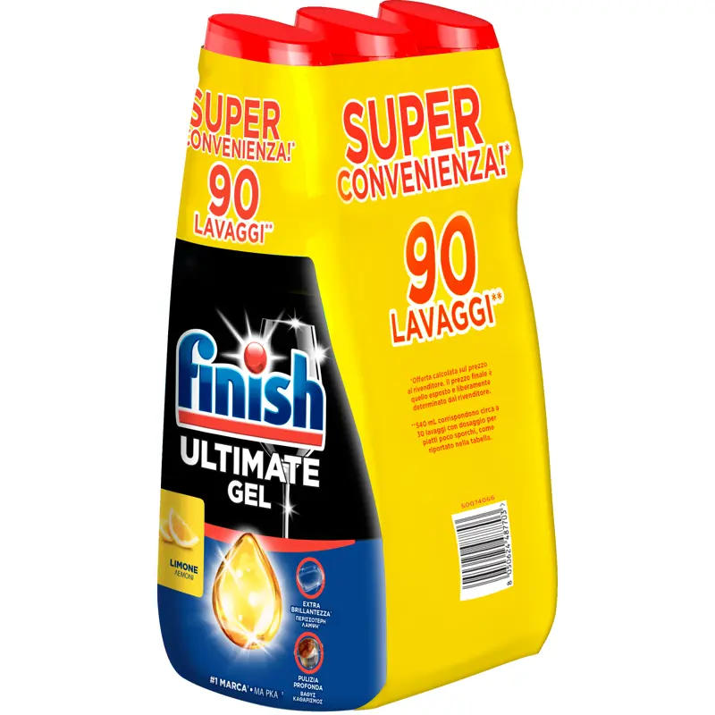 FINISH GEL ULTIMATE LEMON 30 LAVAGGI 540 ML 3 PEZZI