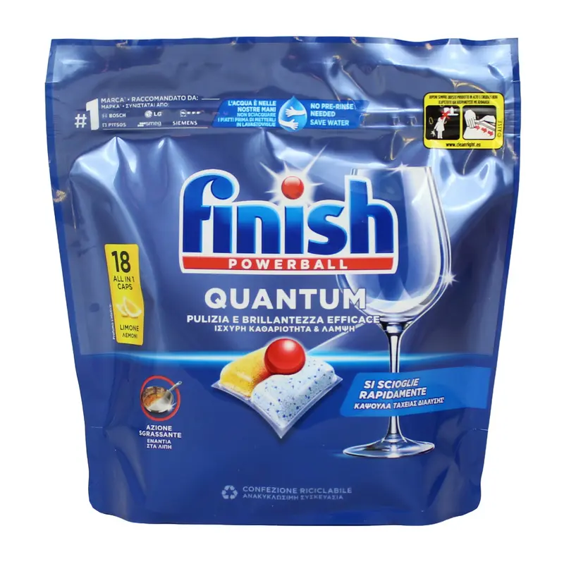 FINISH PASTIGLIE PER LAVASTOVIGLIE QUANTUM ALL IN 1 18 TABS LIMONE