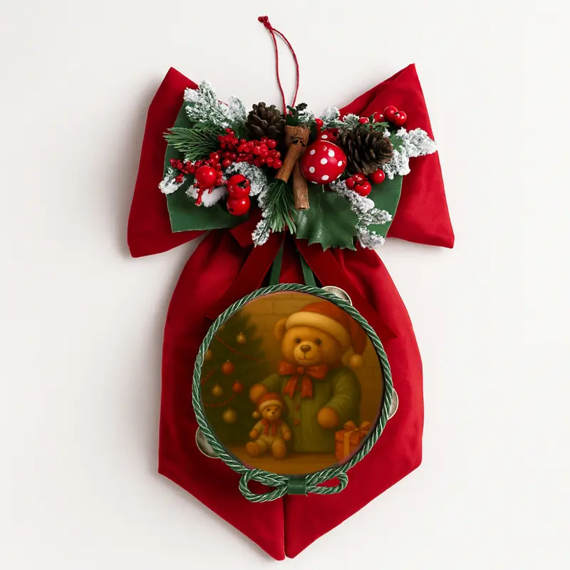 Fiocchi di Luce Fiocco Natale Orsetto del mio Cuore con Tamorra H 45×25 cm