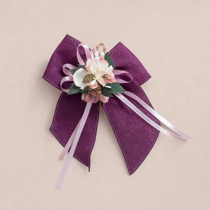 Fiocco Juta Glicine con Fiori Decorativi 21x24 cm Made in Italy