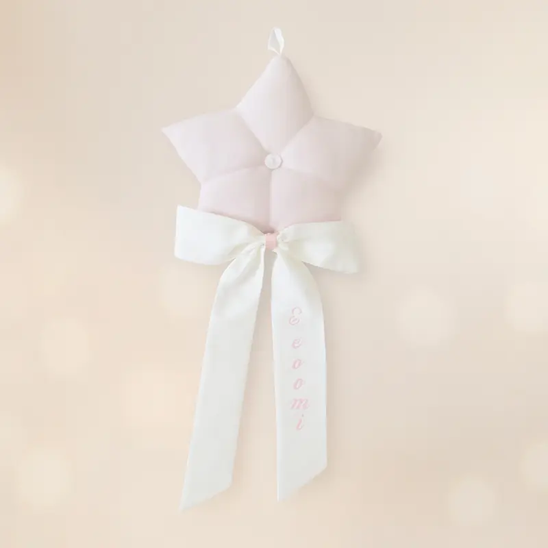 Fiocco Nascita Rosa Stella Eccomi Fuoriporta Tessuto 65x32 cm