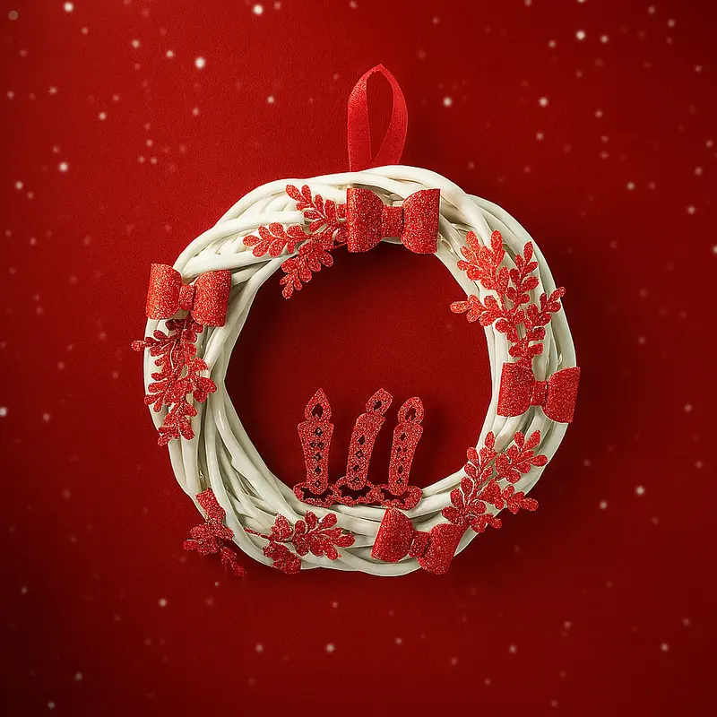 Fuori Porta Natale Tondo Vimini con Fiocco – H 23 cm