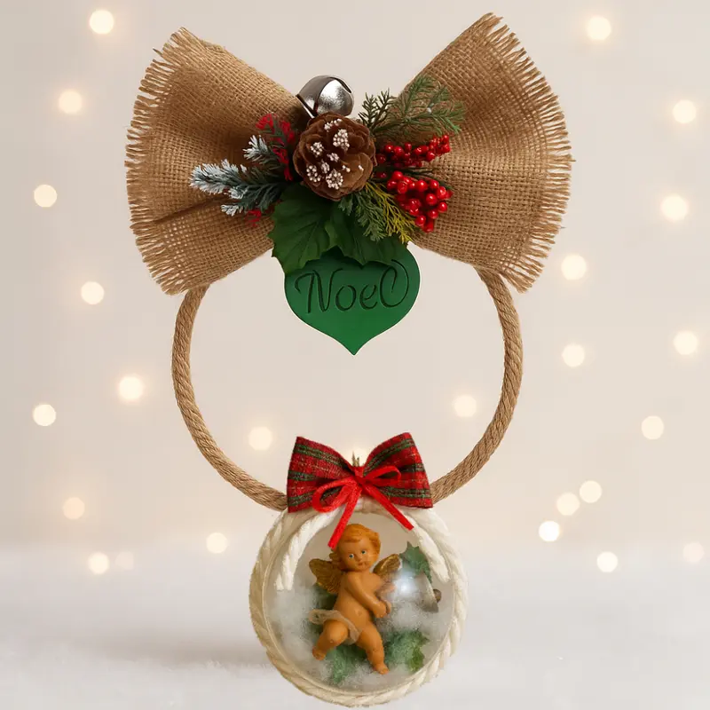 Fuoriporta Natale con Angelo Fontanini, Juta e Noel 35x22 cm