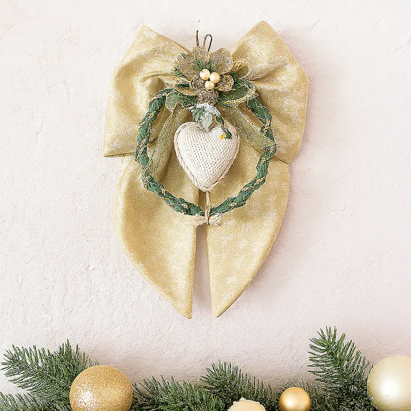 Fuoriporta Oro Tessuto Cuore Decorativo 38×28 cm
