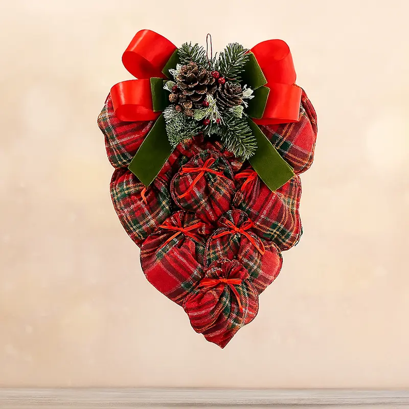 Fuoriporta Pigna Siciliana Fiocco Tartan 43×28 cm