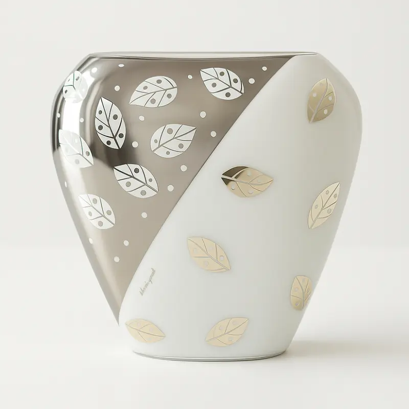 Gian Marco Venturi Vaso in Porcellana con Dettagli Platino H 22 cm
