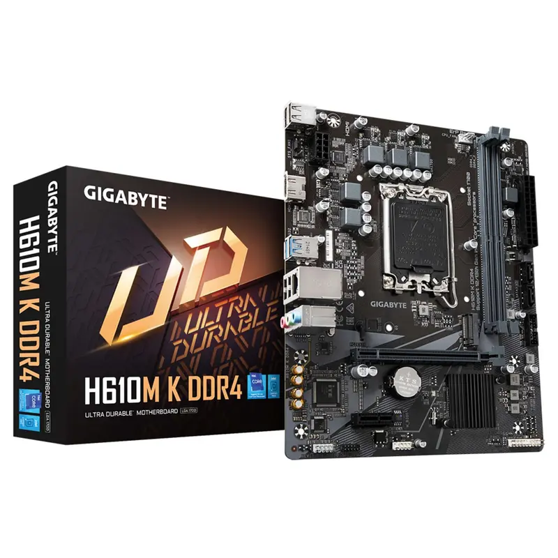 GIGABYTE H610M K DDR4 Scheda madre - Supporta processori Intel Core 14th Gen CPUs, 3+1+1 Phases Hybrid Power Design, up to 3200MHz DDR4, 1xPCIe 3.0 M.2, GbE LAN, USB 3.2 Gen 1