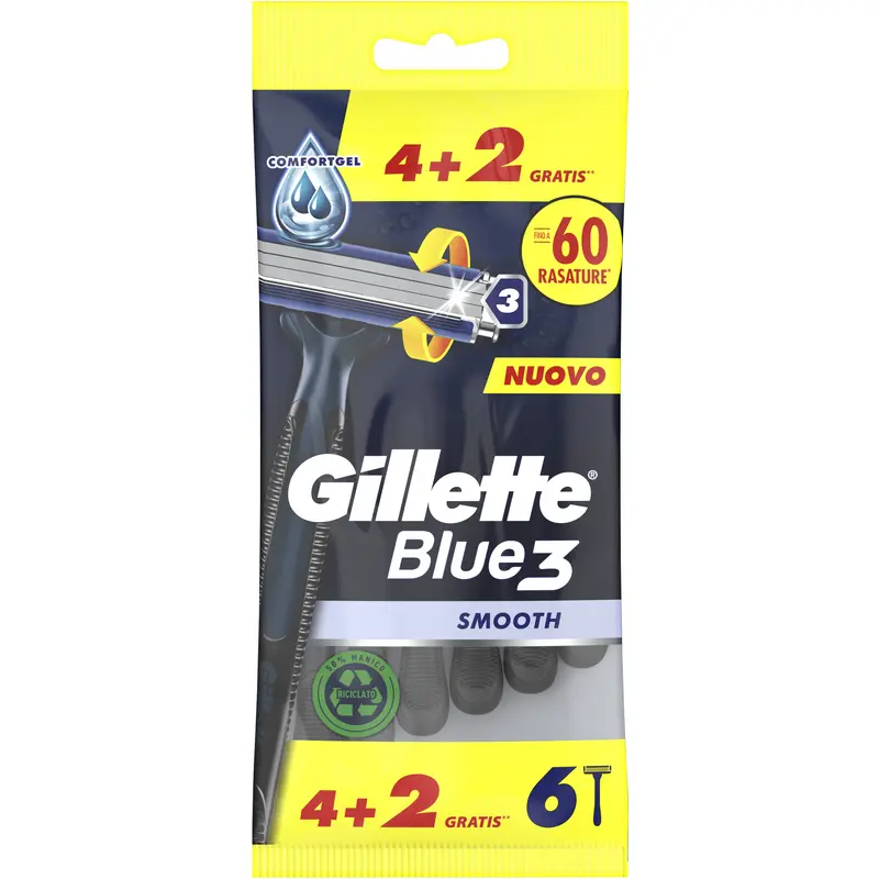 GILLETTE BLUE3 RASOIO USA & GETTA 4+2 PEZZI